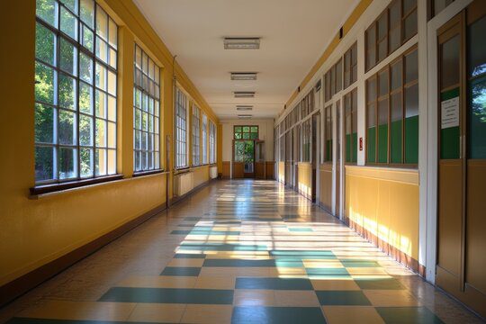 Anti-shatter film on school corridor glass UAE