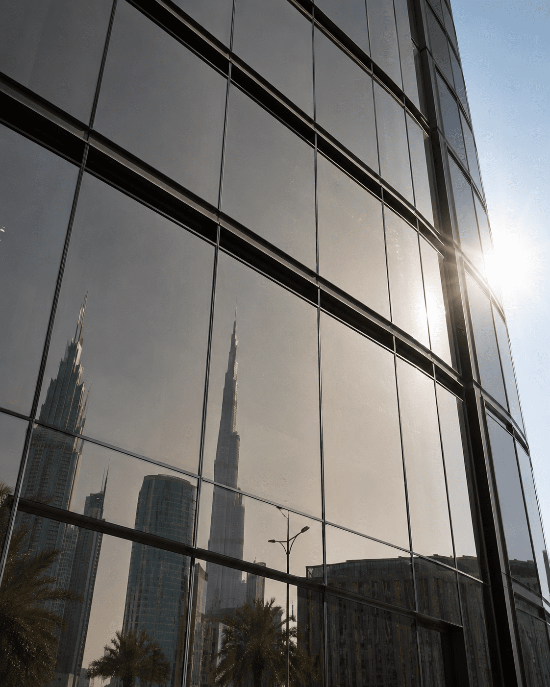 Sun control film applied to Dubai building glass
